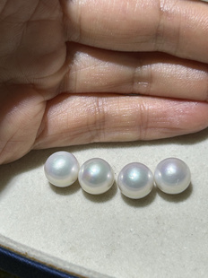 水之泪天然淡水珍珠8-9-10mm半孔颗粒近正圆透亮强光赛澳白微微瑕