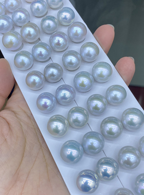水之泪天然淡水珍珠14-15m超大龙珠爱迪生冷光澳白色微瑕半孔裸珠