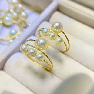 水之泪天然海水珍珠akoya羽皇金18k弹簧双圈3 6mm正圆近无瑕强光