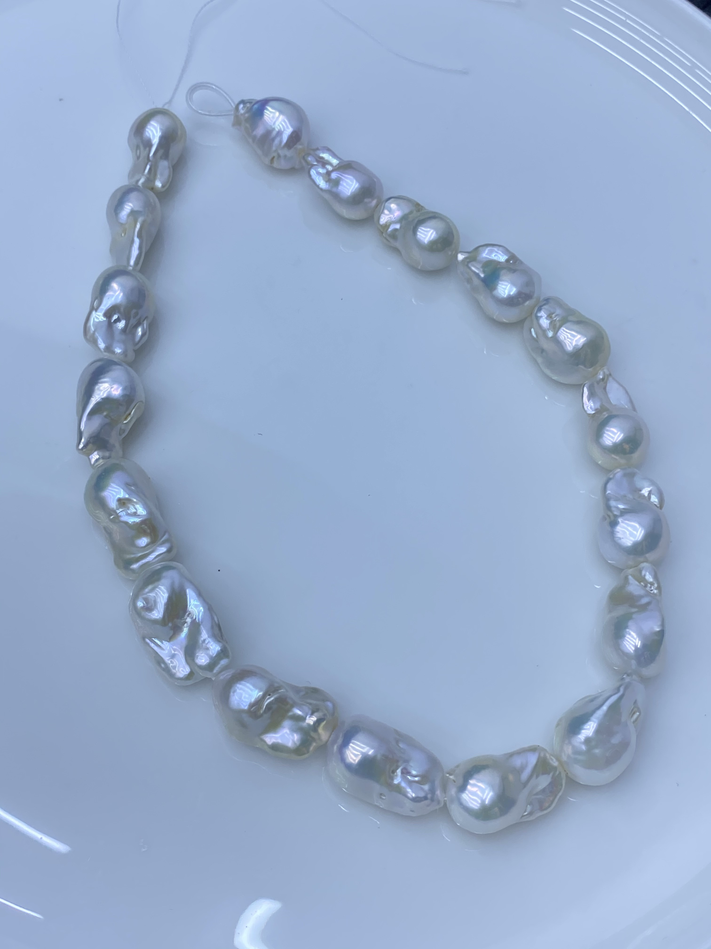 水之泪天然淡水珍珠13-16mm有核鱼尾大巴不规则巴洛克厚珠层微瑕