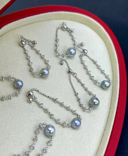 珍貅天然海水珍珠6 7mm仙女链戒指akoya真多麻微巴洛克925银可调