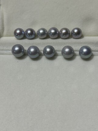 水之泪天然淡水ak珍珠近圆7-8-9mm真多麻铂金灰色强光微瑕裸珠diy