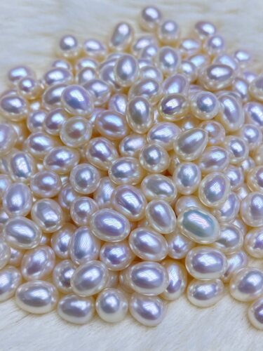 水之泪天然淡水珍珠胖墩米形水滴强光7-8mm半孔近无暇散颗粒精挑