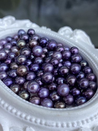 水之泪天然淡水ak珍珠蓝莓妖紫5-7mm近正圆基本无瑕颗粒裸珠散diy