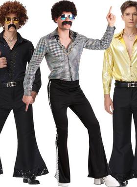 复古disco迪斯科 70年代嬉皮士化妆舞会猫王酒吧摇滚歌手表演服装