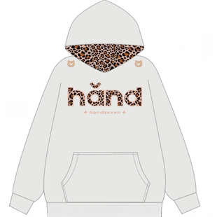 HandSeven秋冬毛绒刺绣豹纹重磅卫衣外套刺绣百搭休闲连帽卫衣ins