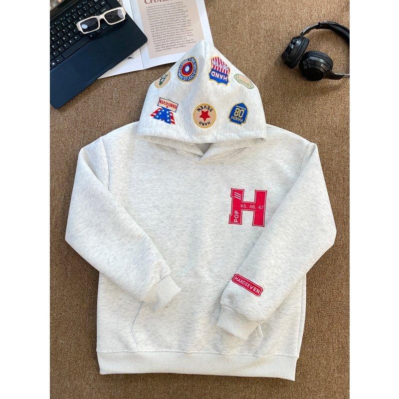 HandSeven国潮牌美式刺绣连帽衫