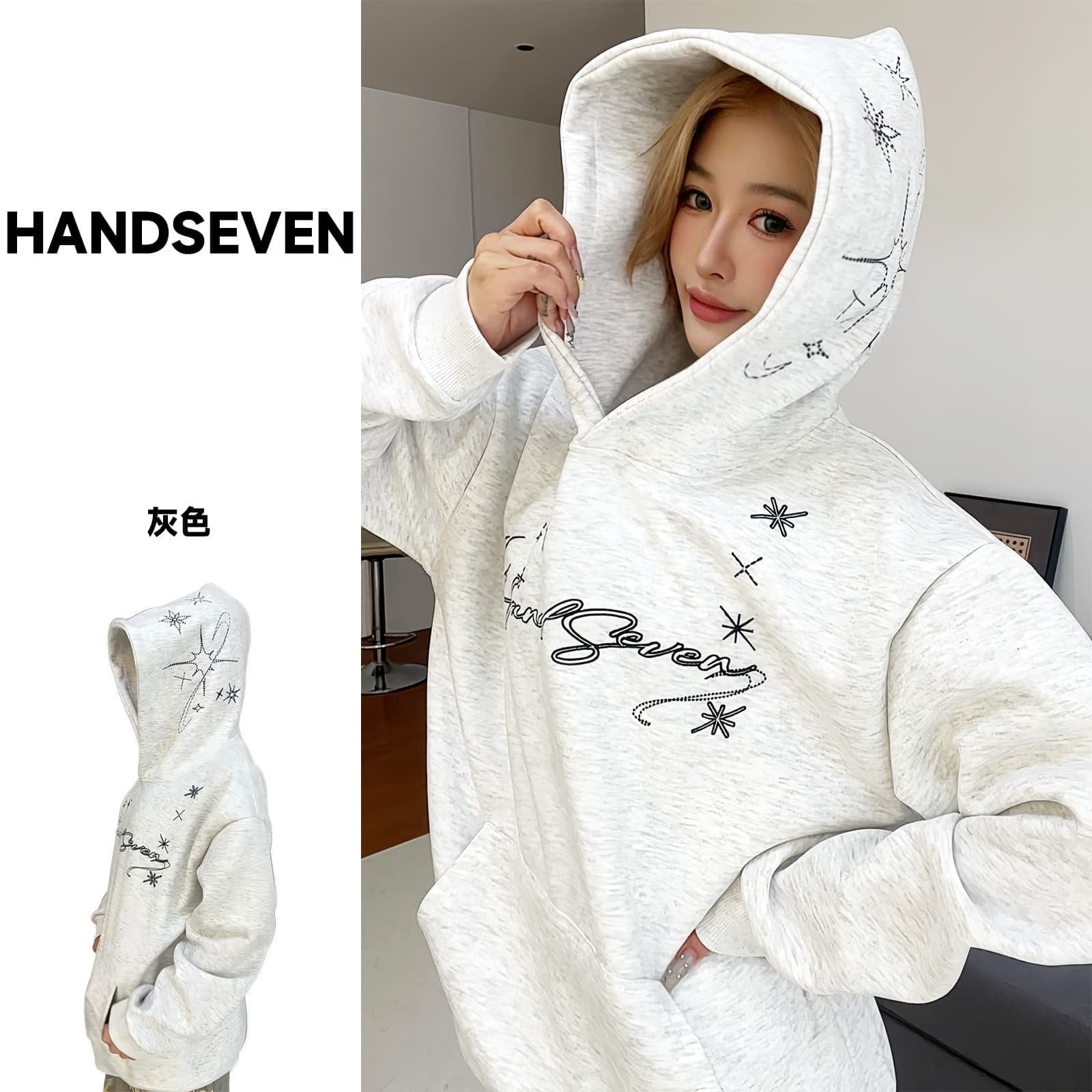 HandSeven常规宽松美式刺绣卫衣