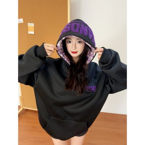 HandSeven高街字母刺绣连帽卫衣