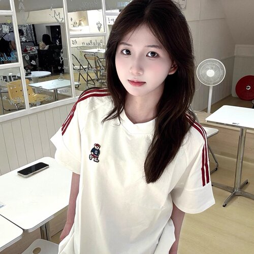 HandSeven小熊刺绣短袖t恤女短袖