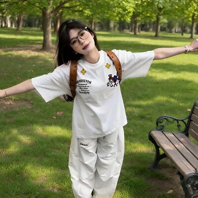 HandSeven短袖美式男女刺绣T恤