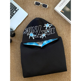 HandSeven重磅千纸鹤刺绣连帽卫衣秋冬高街风宽松设计感情侣外套