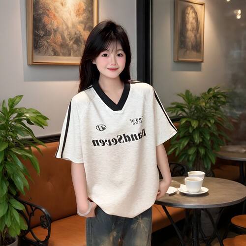 HANDSEVEN短袖美式男女撞色T恤