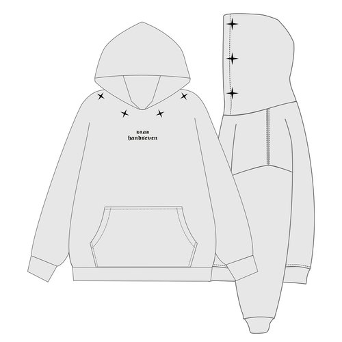 HandSeven美式刺绣重磅连帽卫衣