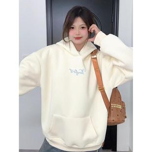 HandSeven新中式爆款重磅甜美连帽卫衣刺绣字母ins风宽松情侣同款