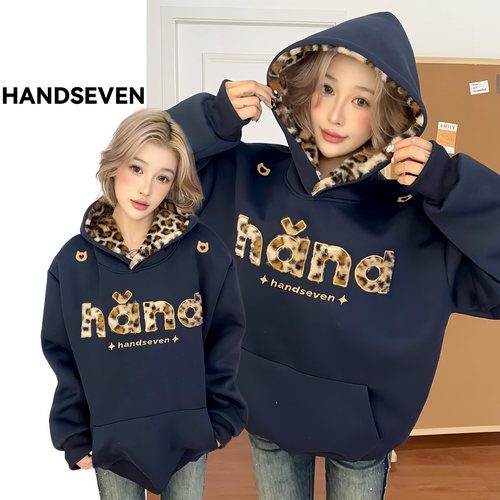 HandSeven潮牌字母刺绣套头卫衣