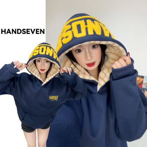 HandSeven美式高街情侣帽衫上衣