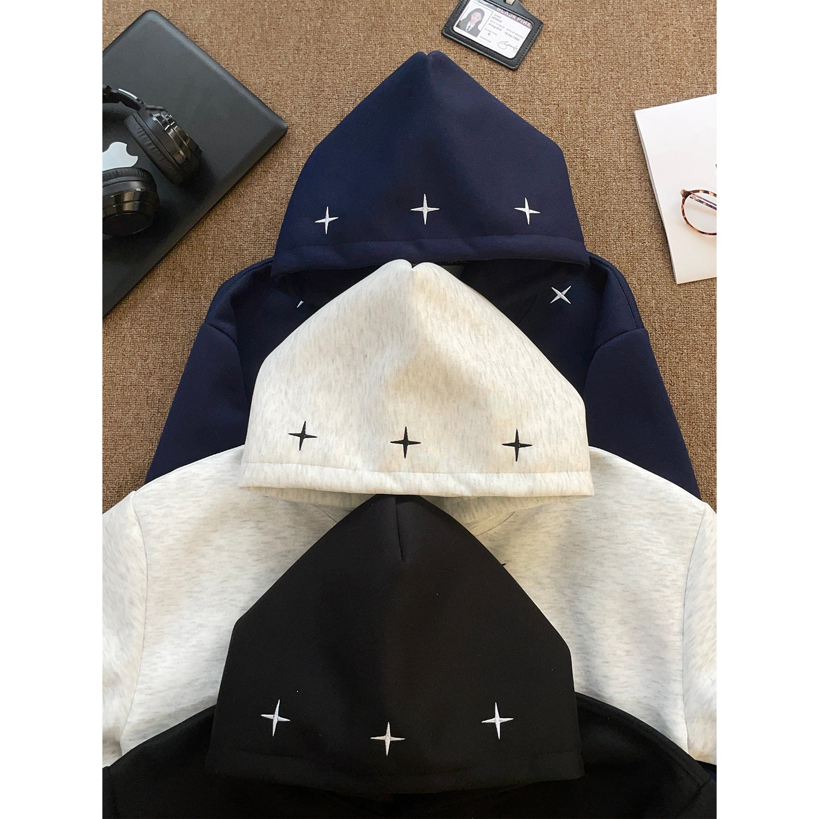 HandSeven美式刺绣设计连帽卫衣