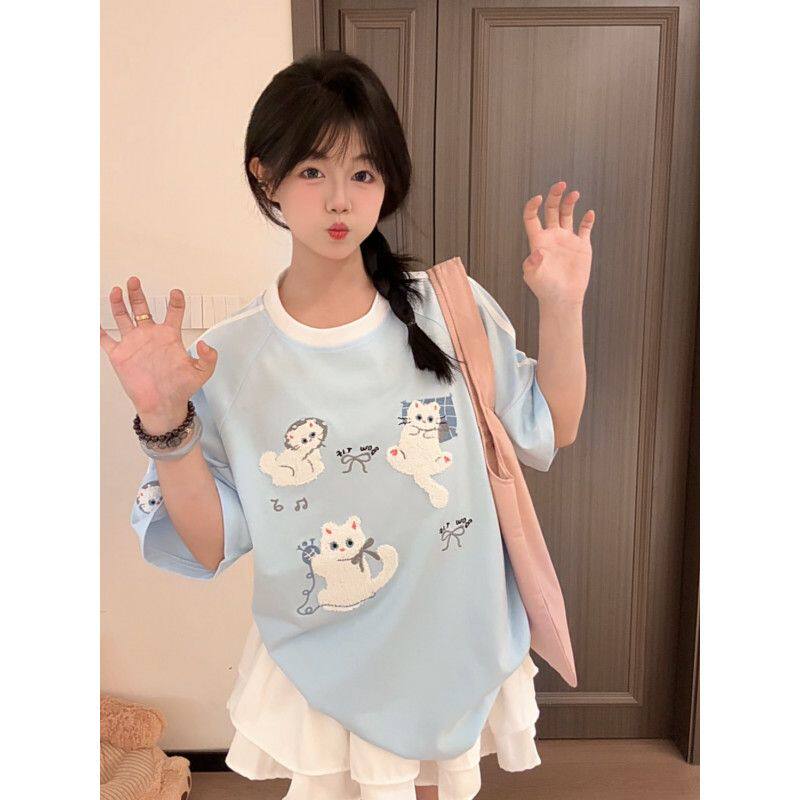 HANDSEVEN短袖韩系男女刺绣T恤