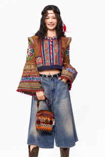 短外套 游牧小众拼布定位刺绣圆领长袖 夏萨珑2025秋 艺术生穿搭