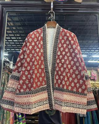 夏萨珑花香！美拉德配色秋季新款印度手工植物棉精致刺子绣外套袍