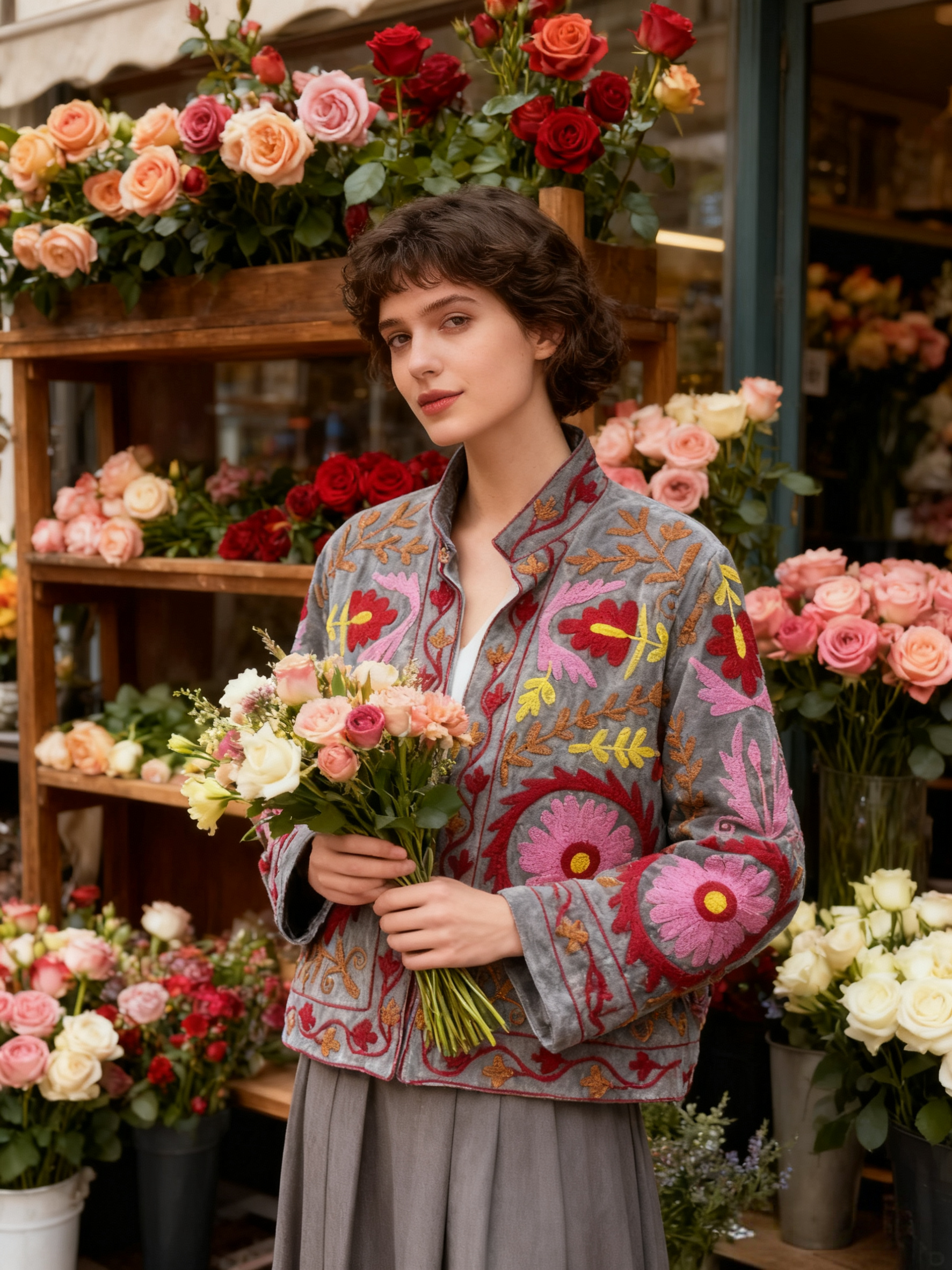 夏萨珑！印度进口法式小众26秋冬suzani刺绣天鹅绒夹克高密度外套