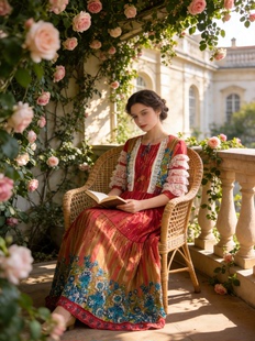 ｛法式庄园｝夏萨珑！富家千金丹麦重工手工钉珠刺绣摩洛哥仙女裙