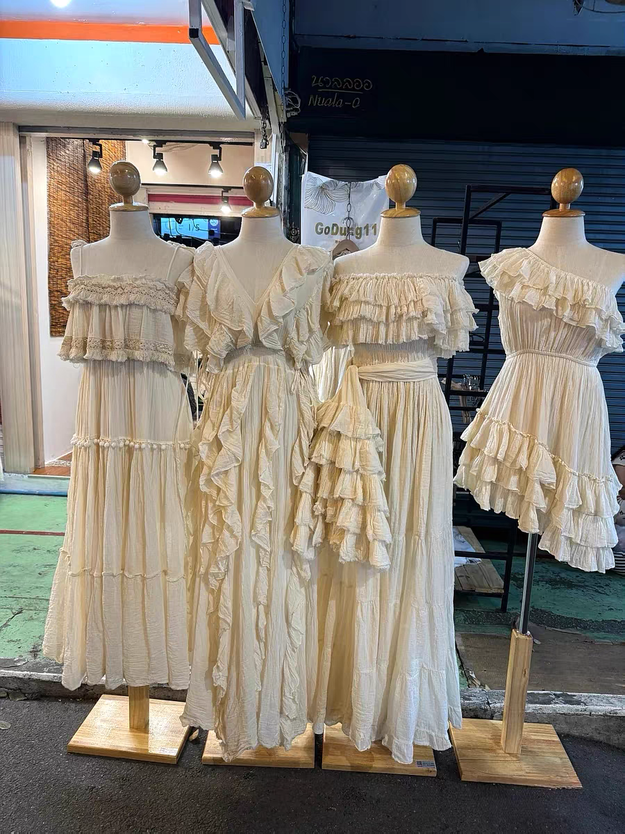 夏萨珑！泰国曼谷Thaidyes家高品质生态棉旅拍仙女奶油连衣裙合集