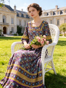 ｛法式庄园｝夏萨珑！富家千金丹麦重工手工钉珠刺绣摩洛哥仙女裙