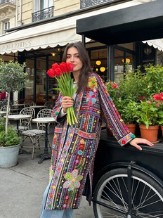 夏萨珑 多巴胺印度埃及尼泊尔阿拉伯中东纯手工重工钉珠中长外套