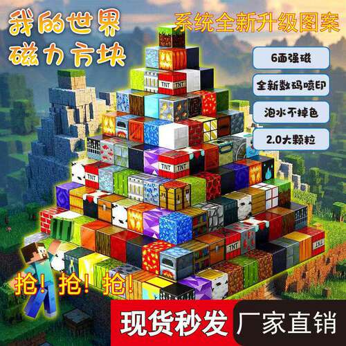 我的世界磁力方块积木益智玩具百变魔方立体磁铁全套拼装儿童礼物