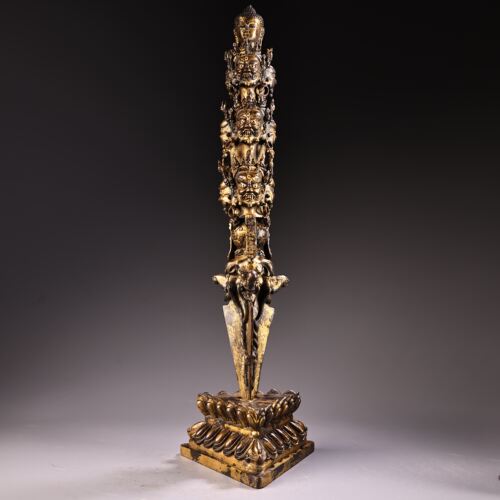 纯黄铜秽迹金刚降魔杵法器马头明王普巴橛带底座密宗藏佛法器摆件