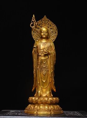 地藏王菩萨仿古铜器鎏金佛像家居佛堂供佛装饰品创意工艺桌面摆件