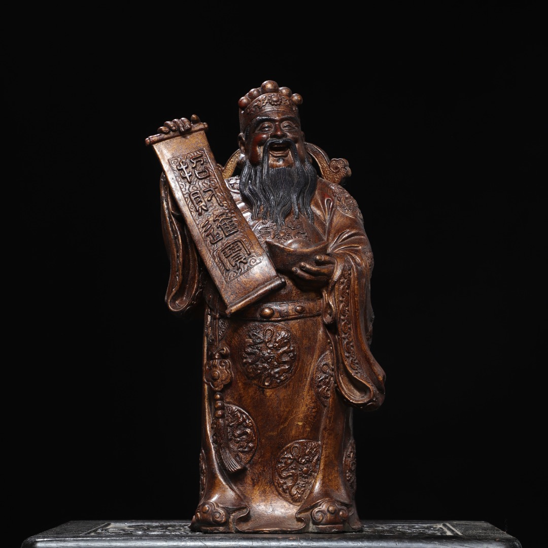 大号五路财神爷摆件家用供奉店铺办公室公司开业纯黄铜文财神佛像