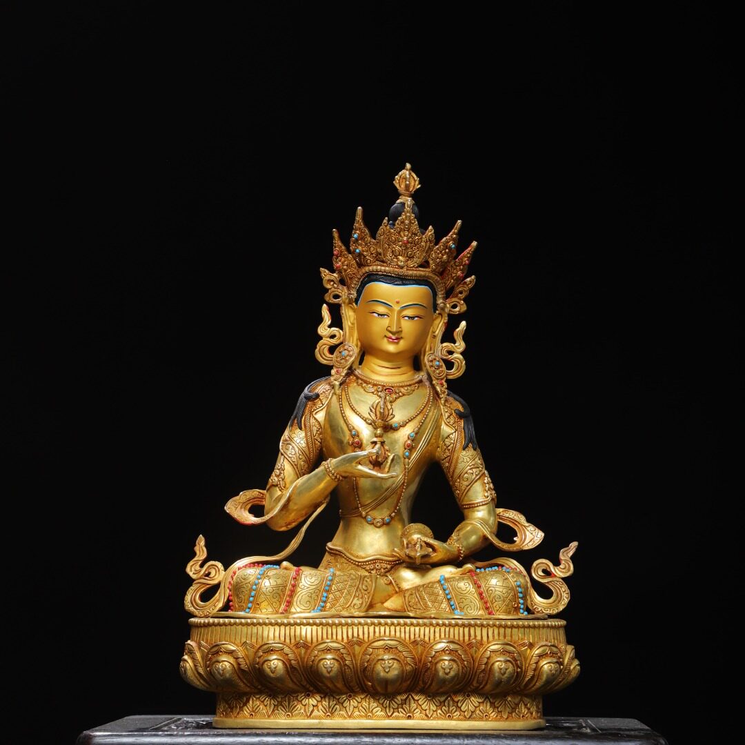 大号金刚萨埵菩萨佛像黄铜鎏金藏佛家居用佛堂供佛装饰品复古摆件