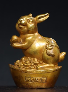 铜兔子摆件招财十二生肖兔客厅办公室装饰品工艺品兔年吉祥物礼品