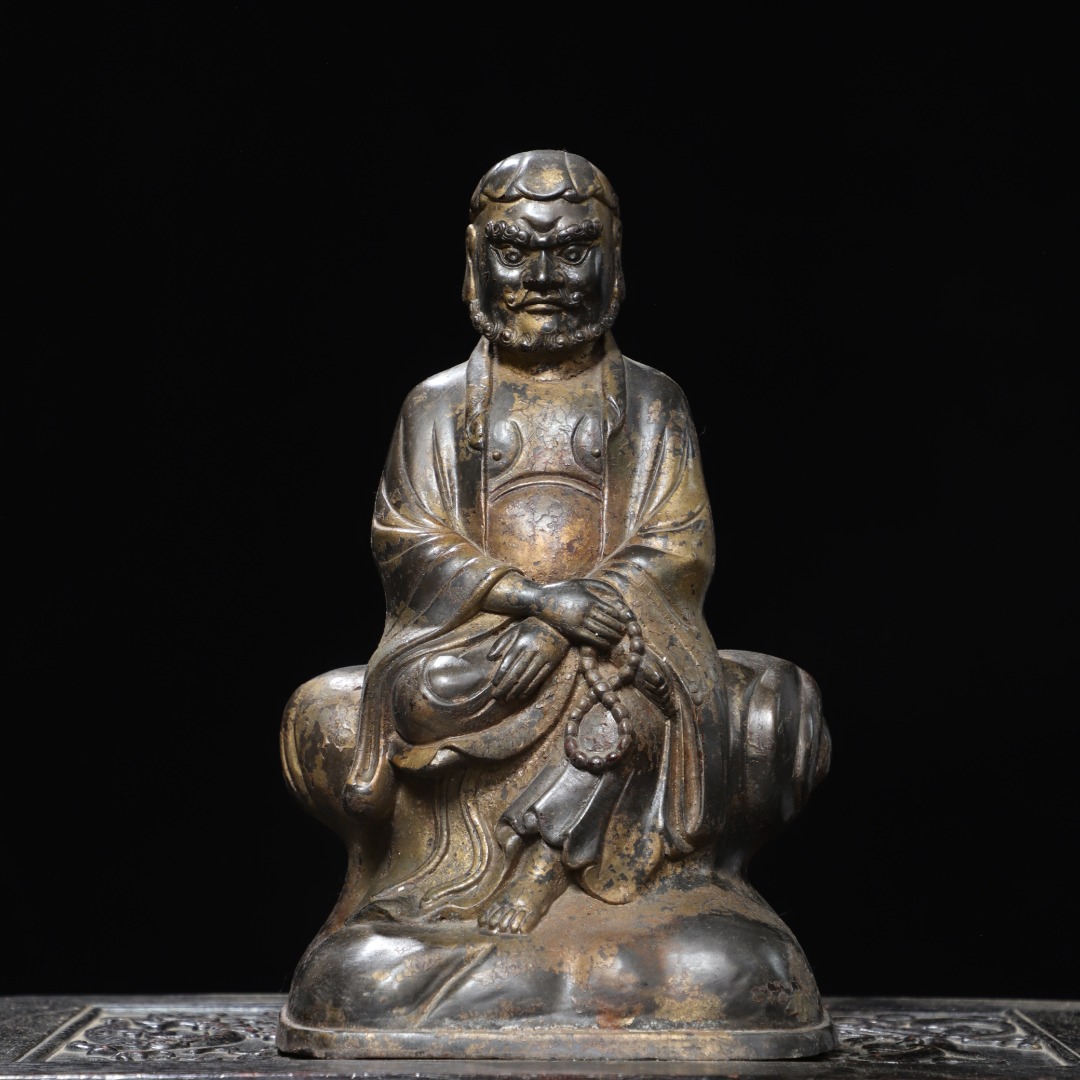 达摩祖师纯黄铜鎏金拓金仿古铜器佛像家居佛堂供佛桌面装饰品摆件