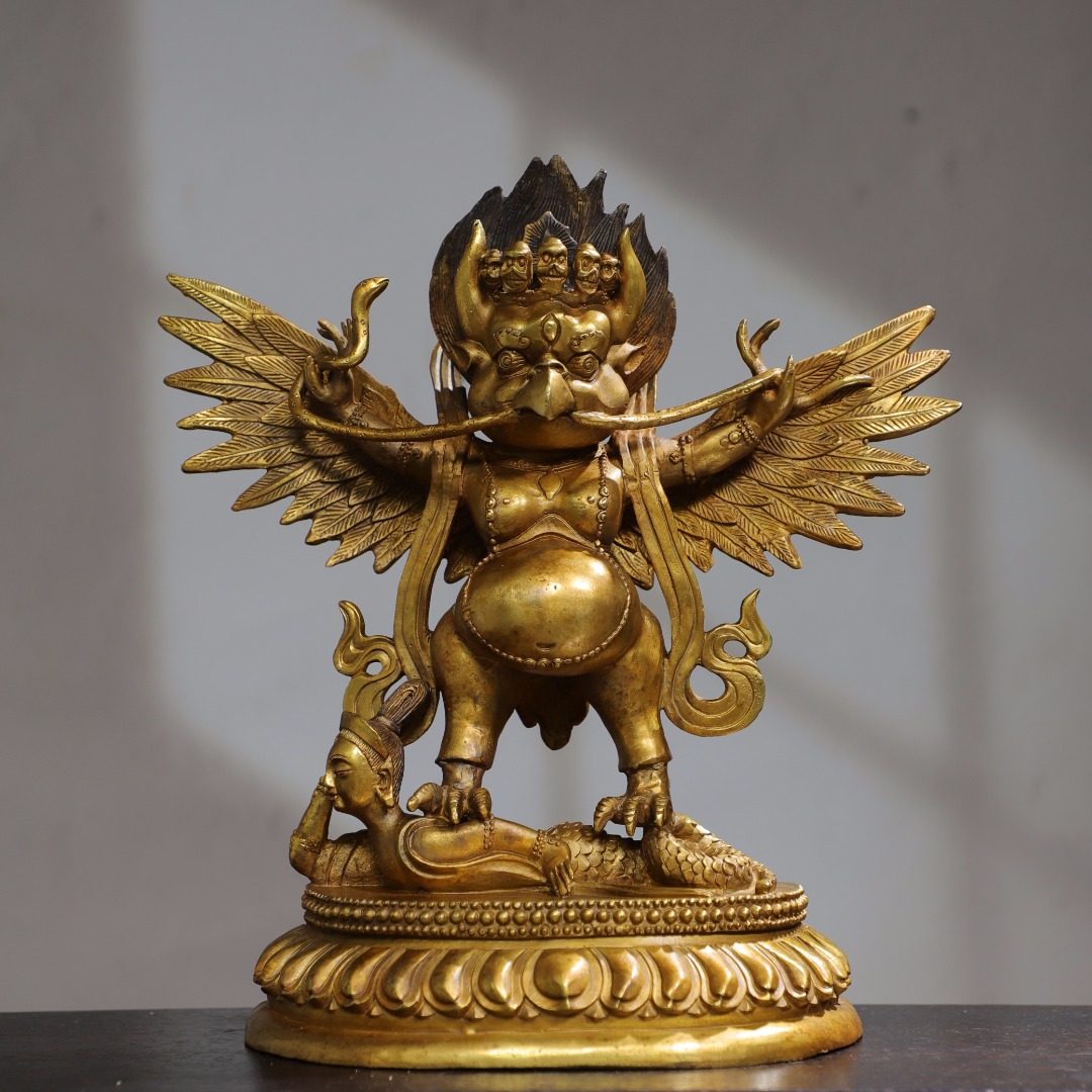 纯铜大鹏鸟金翅鸟雕鹰迦楼罗鸟雷震子佛像铜像工艺礼品装饰品摆件