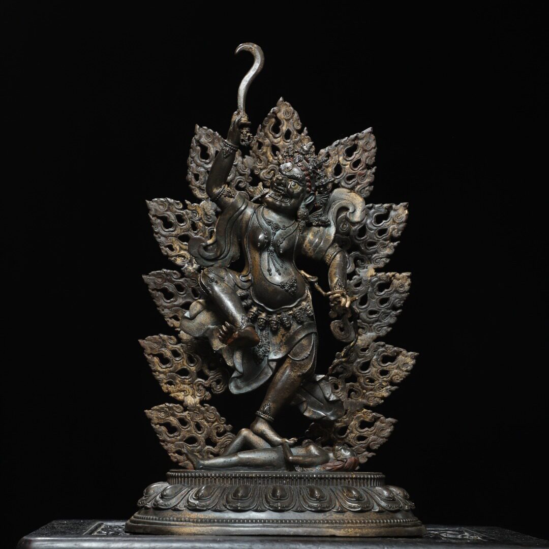 藏传密宗护法菩萨神佛像纯黄铜器寺庙家居佛堂供奉装饰品复古摆件