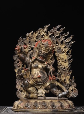 大黑天财神纯黄铜拓金大威德金刚家居佛堂供佛桌面装饰品复古摆件