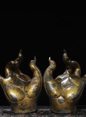 有福之手佛手莲花拈花置物架家居茶道茶艺观赏古玩摆件仿古工艺品