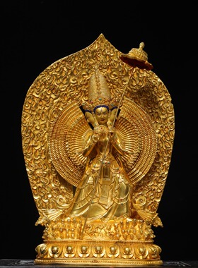 尼泊尔纯铜器雕全鎏金大白伞佛像藏佛家居佛堂供佛装饰品复古摆件