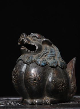 纯铜香薰炉狮子貔貅瑞兽吐烟熏香炉复古工艺家用佛堂供奉装饰摆件