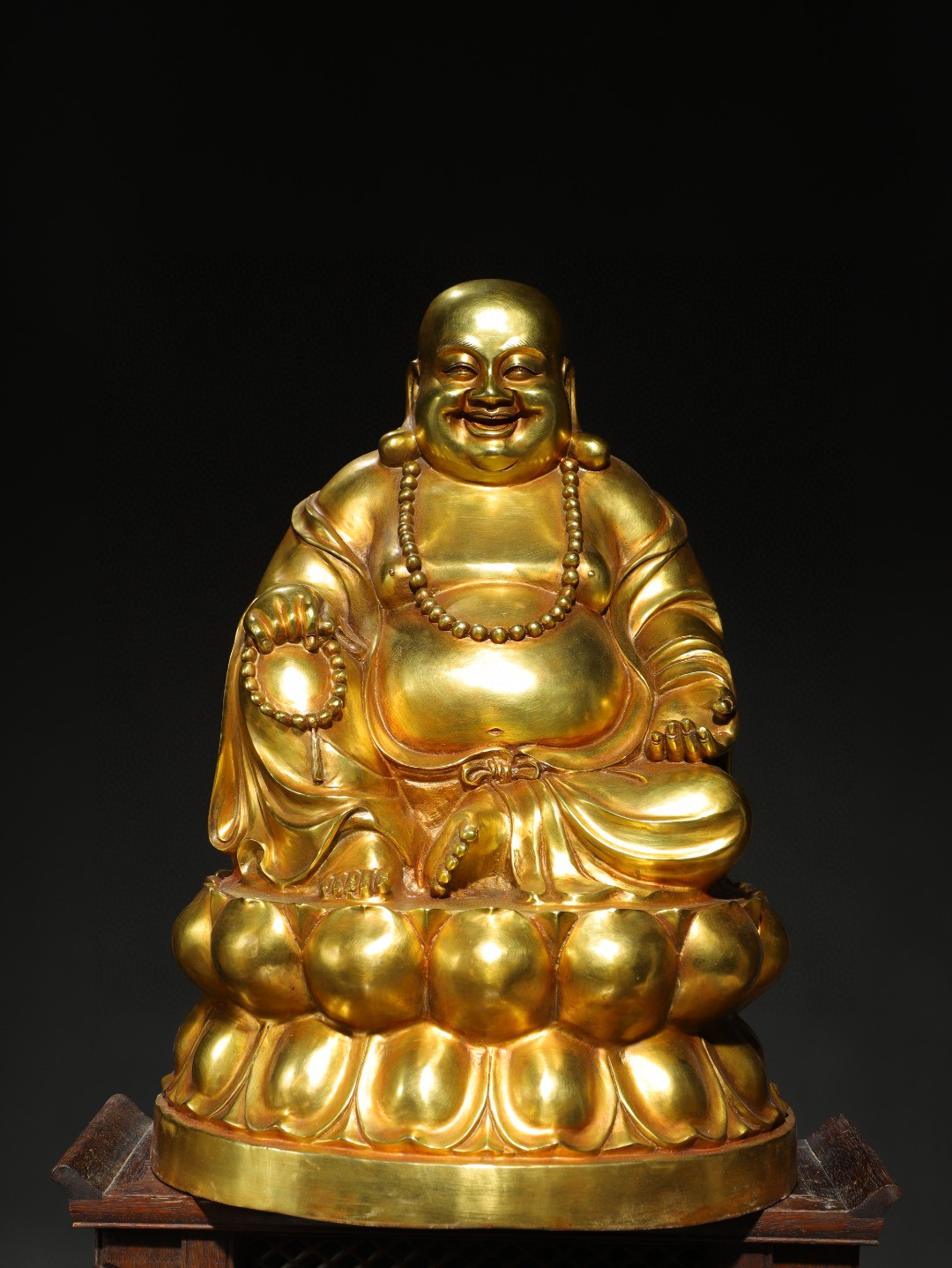 纯铜弥勒佛像托如意和气生财笑大肚佛金钱弥勒佛家居客厅桌面摆件