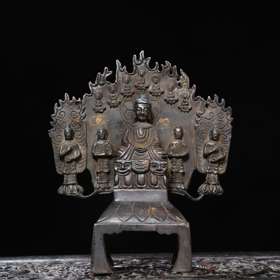 纯铜佛像仿古收藏铜器北魏佛背光佛家居佛堂供奉供佛装饰工艺摆件