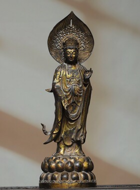 大势至菩萨神佛像藏传密宗纯黄铜器雕家居用佛堂供奉装饰桌面摆件