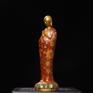 饰摆件 九华山站地藏王菩萨佛像黄铜景泰蓝掐丝珐琅家居佛堂供奉装