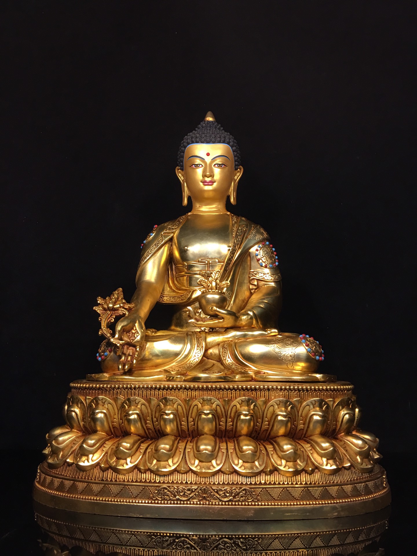 藏传密宗全铜鎏金释迦牟尼佛像家居佛堂供奉摆件桌面装饰工艺摆件