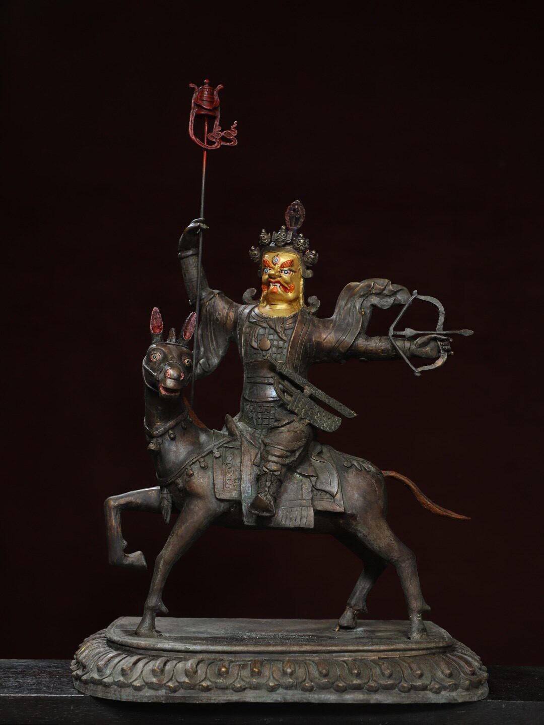 纯黄铜器描彩格萨尔王佛像藏传密宗摆件居家用佛堂供奉装饰工艺品