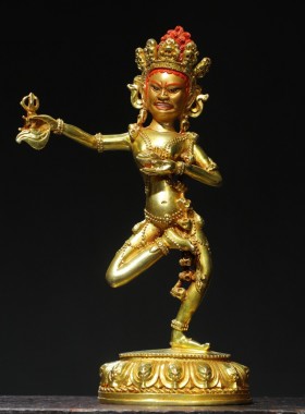 纯铜尼泊尔藏传密宗金刚亥母玛菩萨吉拉准空行母家居用喜吉派摆件